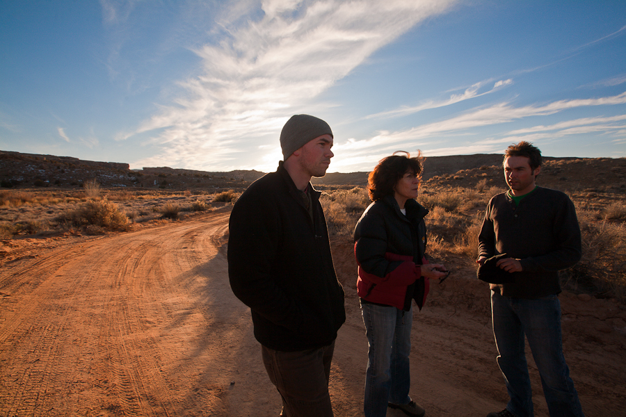 Tim DeChristopher, Beth Gage and Ashley Anderson during the filming of Bidder 70 on one of the parcels that DeChristopher won in the December 19, 2008 BLM auction. These parcels were later pulled from being auctionable by the Obama administration. : Tim DeChristopher : Sallie Dean Shatz