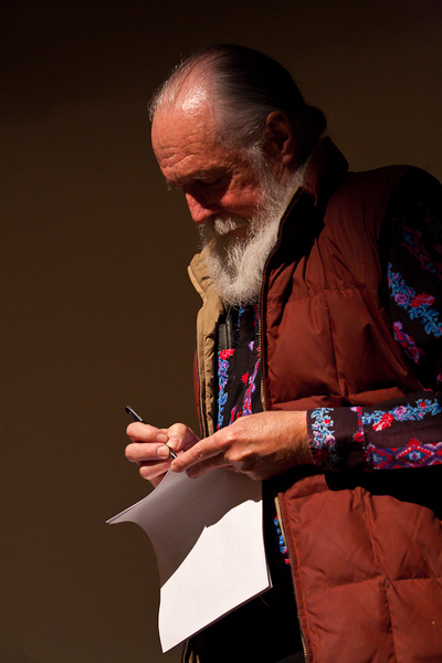 Lance Christi speaking at an event in Moab, Utah about his act of civil disobedience on December 19th, 2008 at the BLM oil and gas lease auction. He was greeted with a standing ovation. : Tim DeChristopher : Sallie Dean Shatz